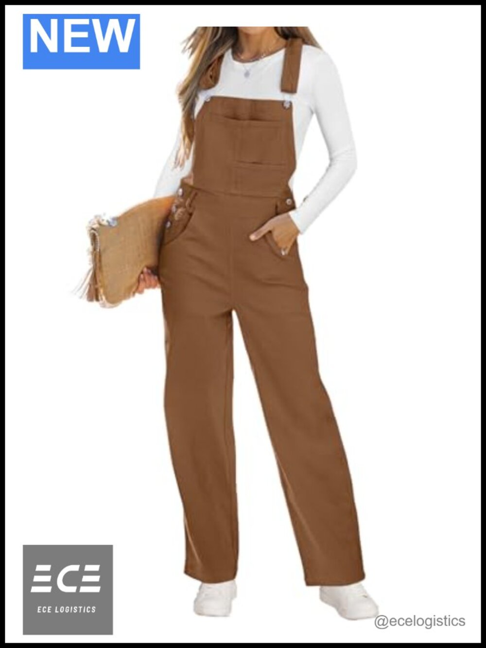 Womens Loose Fit Stretchy Denim Overalls Straight Leg Adjustable Straps
